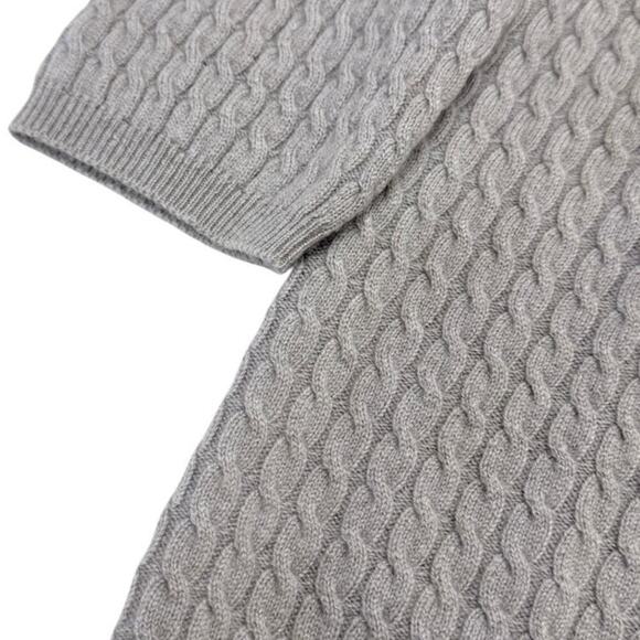 TSE Pure Cashmere Crew Neck Long Sleeve Cable Knit Sweater Grey size Small - Picture 5 of 6